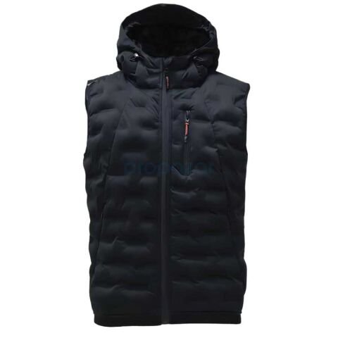 VİZWELL Teknik Dolgulu Su Geçirmez Kumaş Siyah Yelek