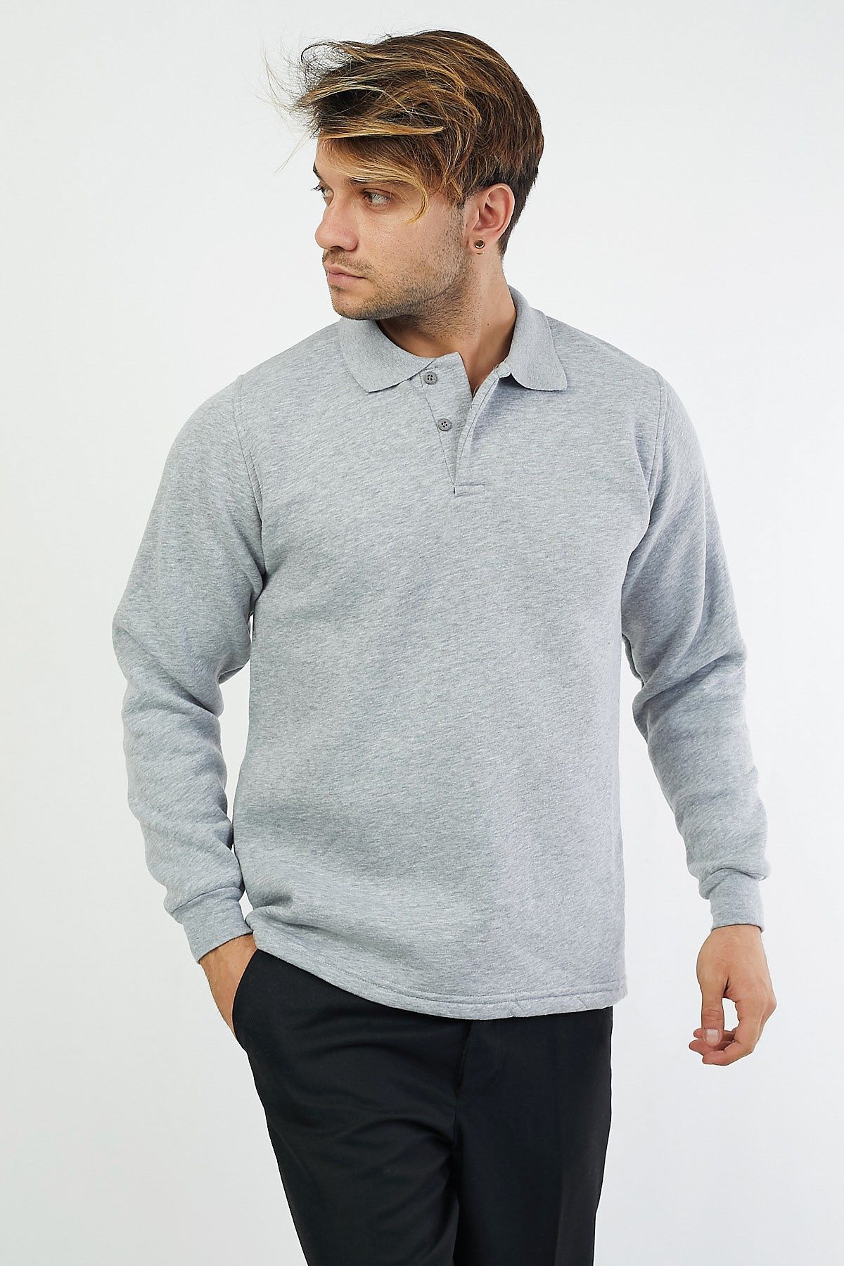 Gri Şardonlu Sweatshirt