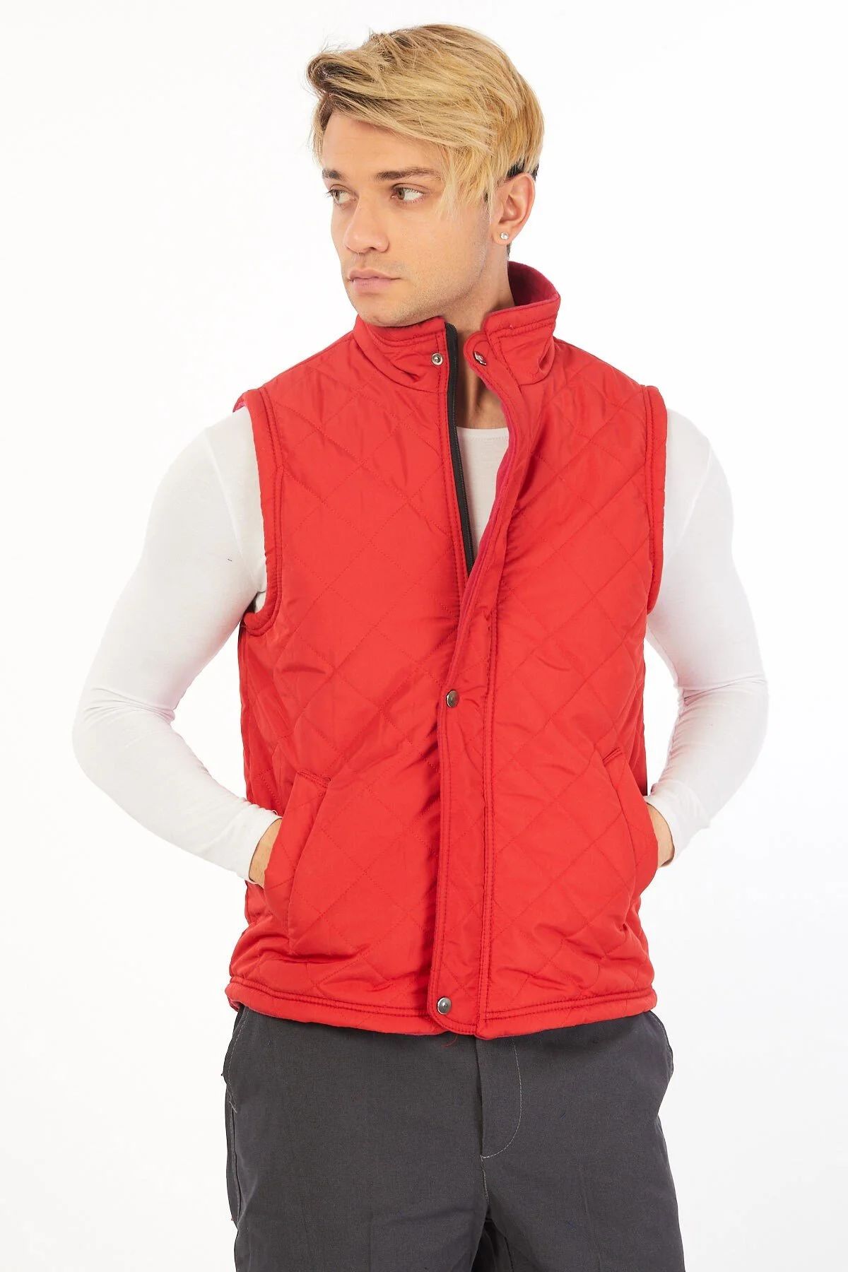 Kapitone Yelek Kırmızı