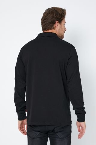 Siyah Polo Yaka Sweatshirt