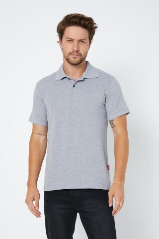 Gri Melanj Polo Yaka T-shirt