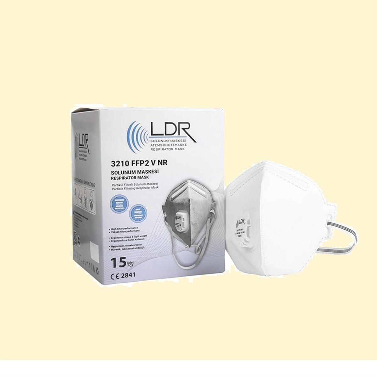 LDR 3210 FFP2 NR V Toz Maskesi Beyaz (15'li Paket)
