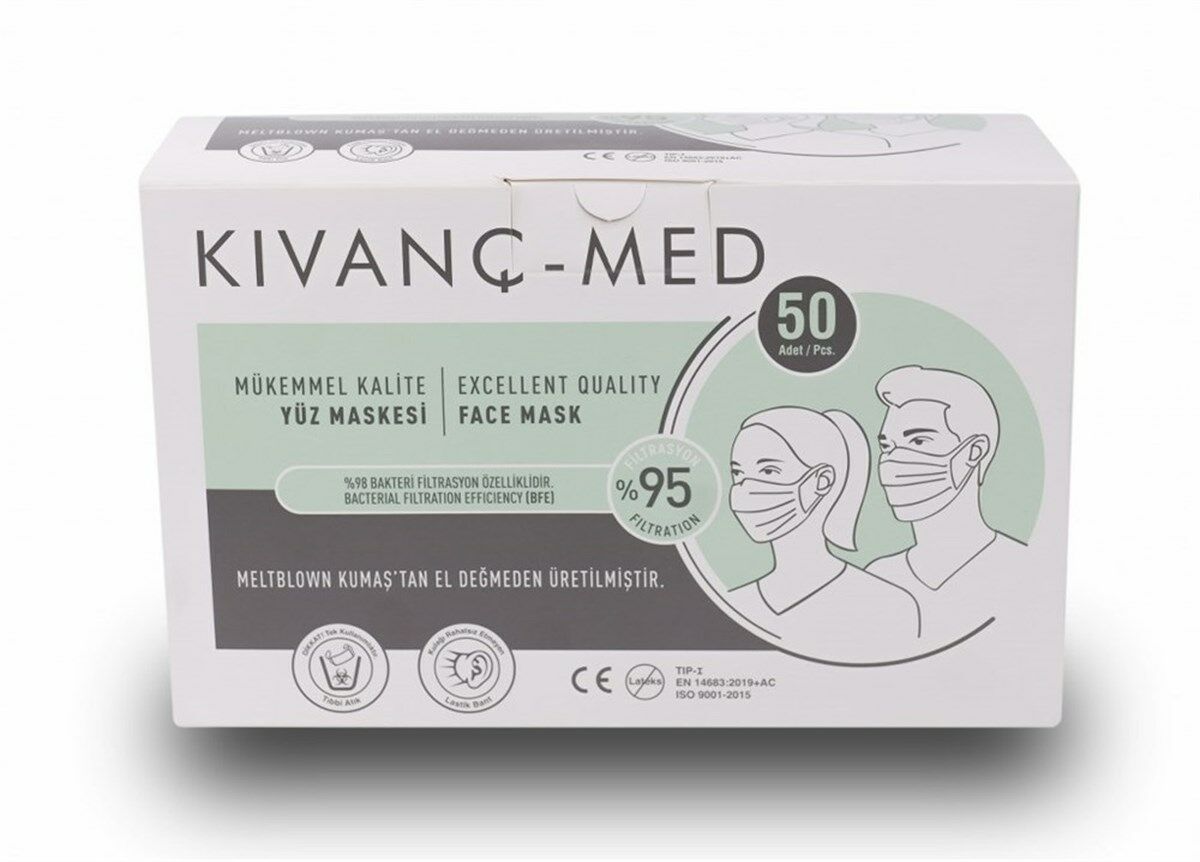 KIVANÇ-MED 3 Katlı Meltblown Cerrahi Maske 50'lik Tek Kutu